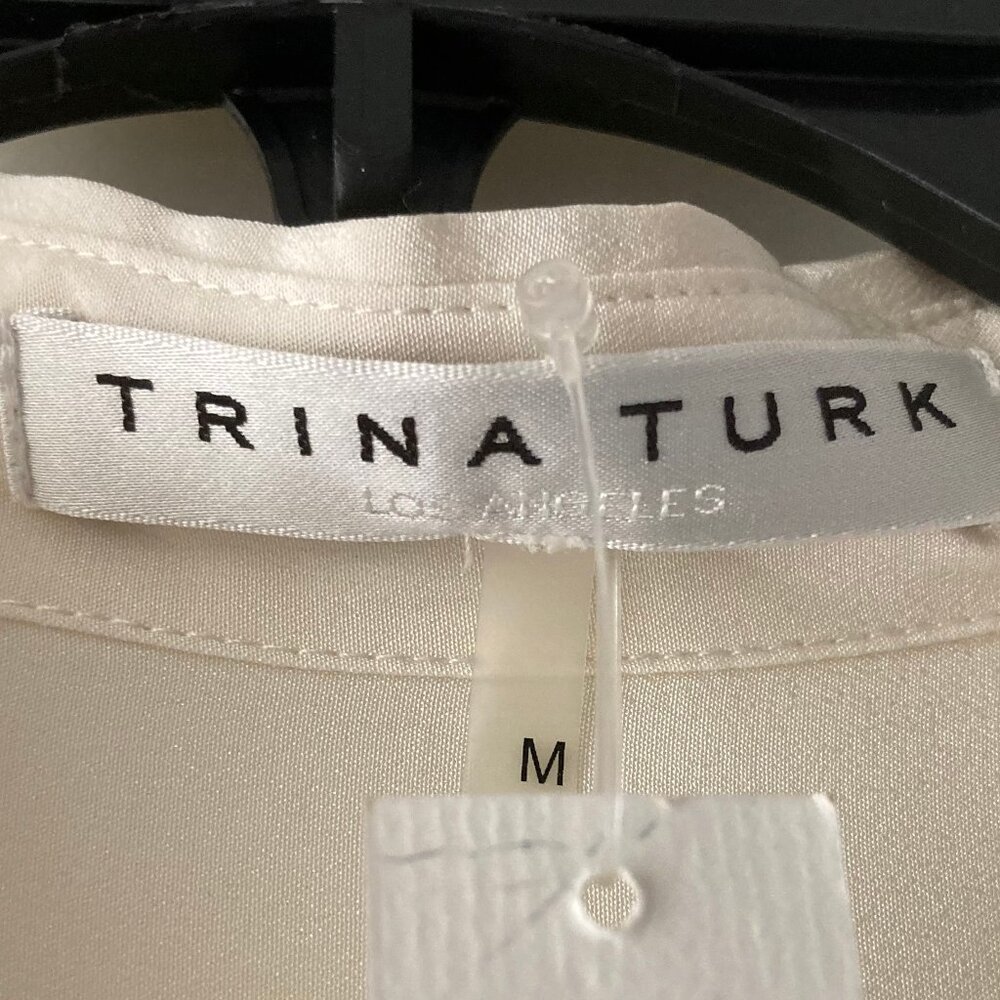NWOT Trina Turk Redondo Long Sleeve SILK Blouse, Medium, Geometric, Button-Up - Picture 12 of 15